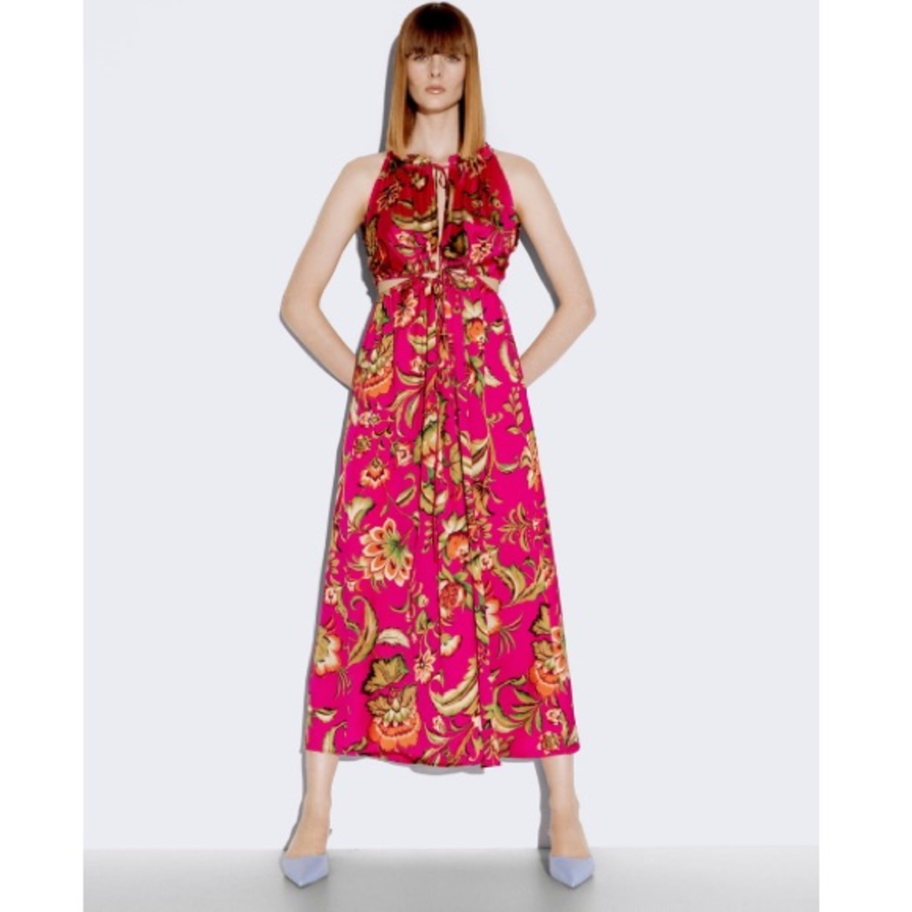 Zara cut out printed pink jumpsuit - Picture 6 of 14